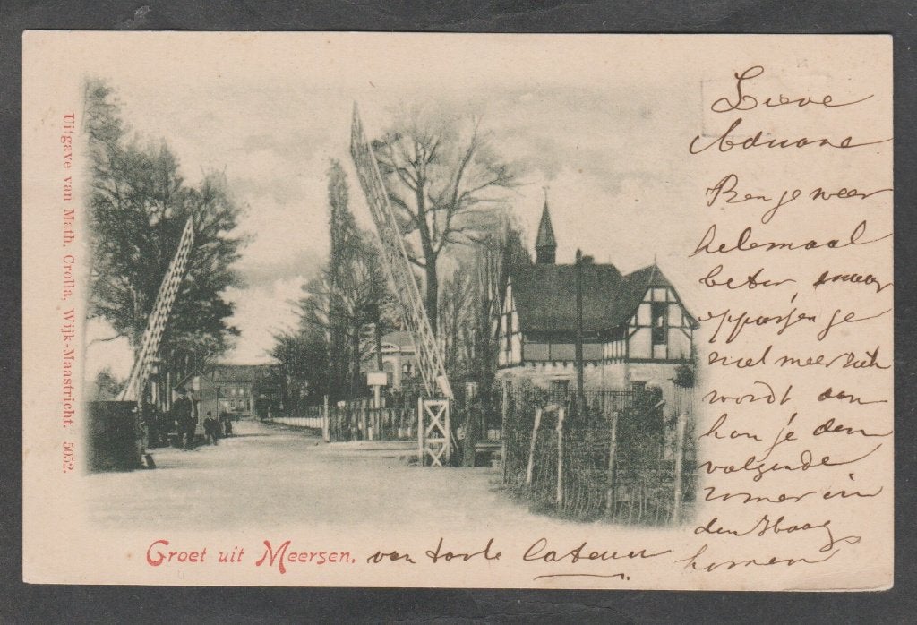 meersen spoorovergang, Verzenden, Voor 1920, Gelopen, Limburg