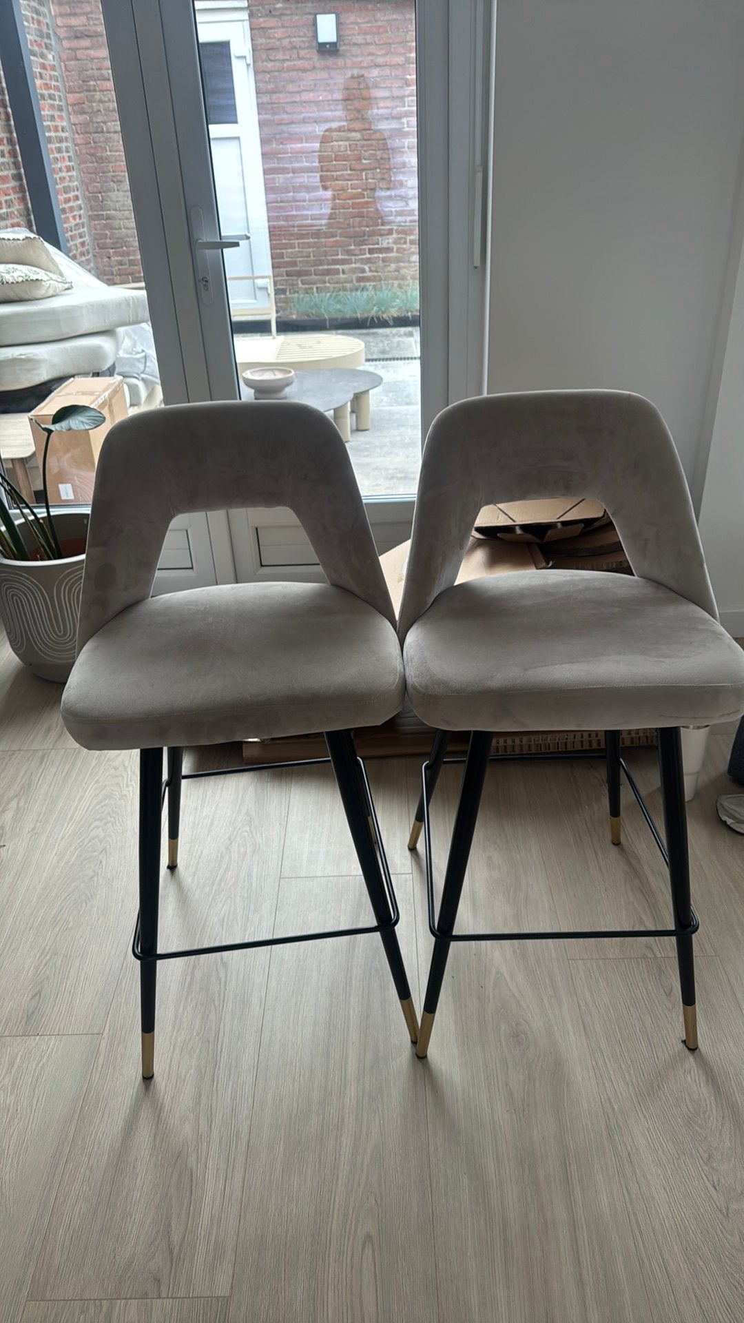 2 velvet barkrukken, 2 krukken, Ophalen, Zo goed als nieuw, 60 tot 90 cm