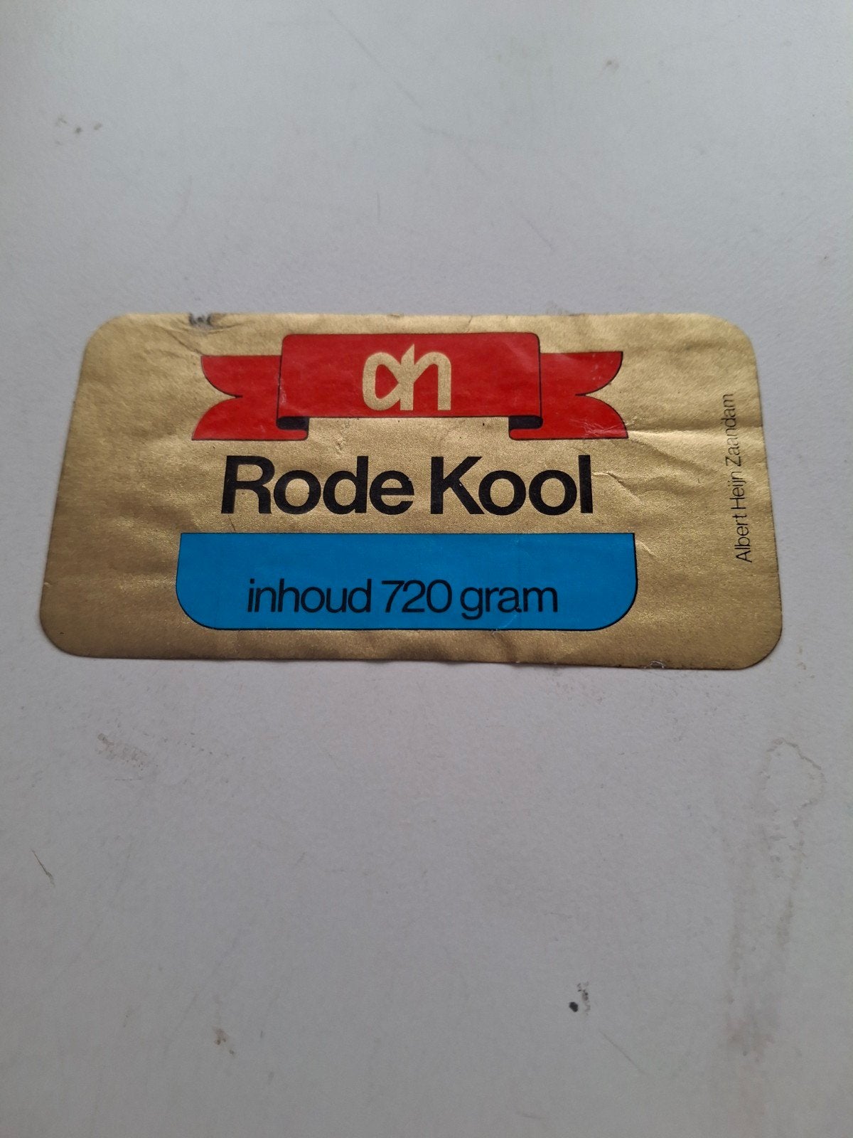 etiket AH rode kool 720 gr, Verzamelen, Ophalen of Verzenden, Overige typen
