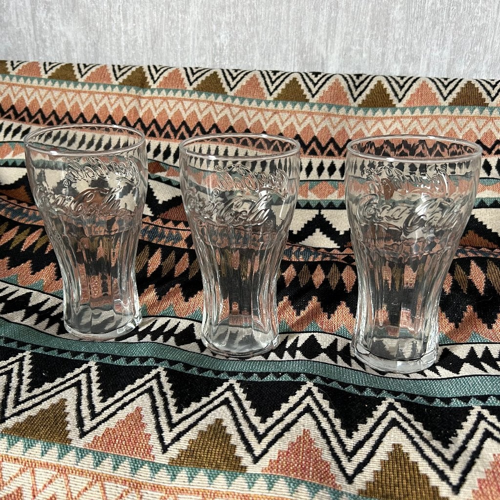 3 Coca-Cola glazen – originele contourglazen, Verzamelen, Glas en Borrelglaasjes, Ophalen of Verzenden, Gebruikt, Frisdrankglas