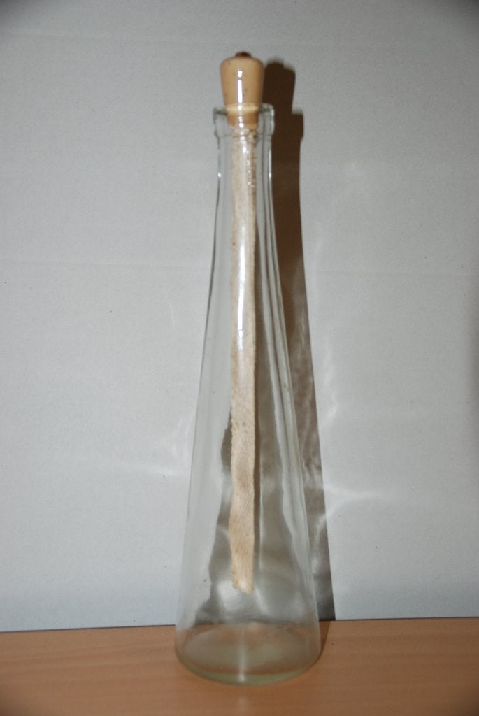 Vaas met los lont.               Met ronde bodem., Huis en Inrichting, Gebruikt, Ophalen of Verzenden, Glas, 28 cm