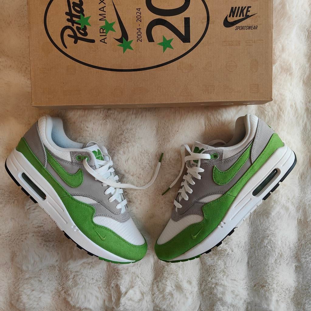 Nike Air Max 1 x Patta 20th Anniversary Chlorophyll EU43, Nike air max, Verzenden, Sneakers of Gympen, Zo goed als nieuw