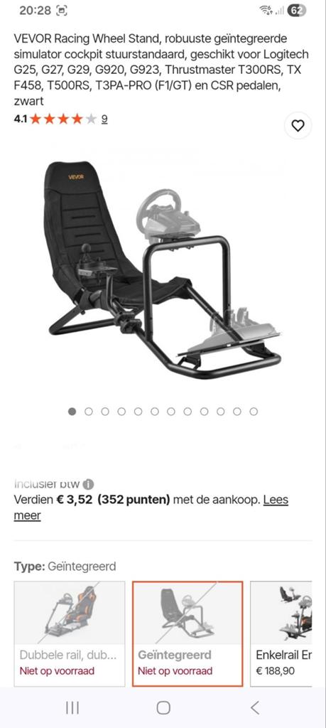 VEVOR Racing Wheel Stand Simulator Cockpit Stoel, Spelcomputers en Games, Ophalen, Overige merken, Nieuw