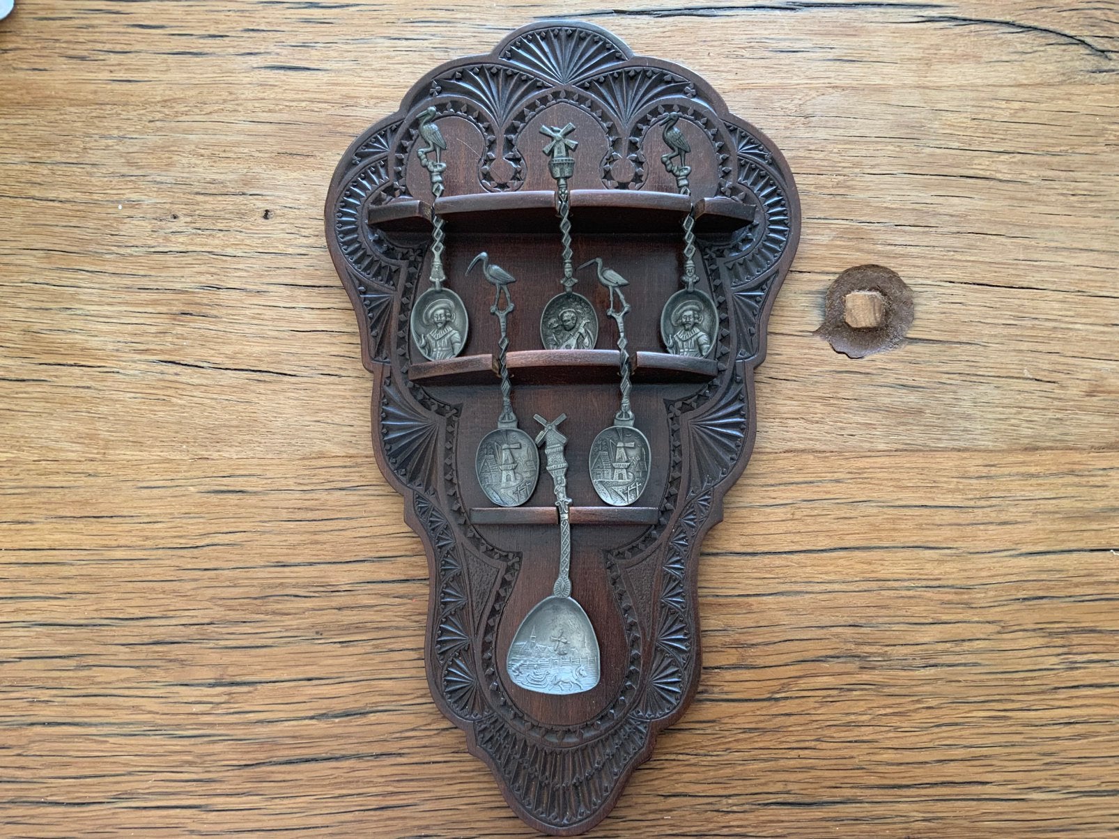 Lepelbord met tinnen lepels, Antiek en Kunst, Ophalen