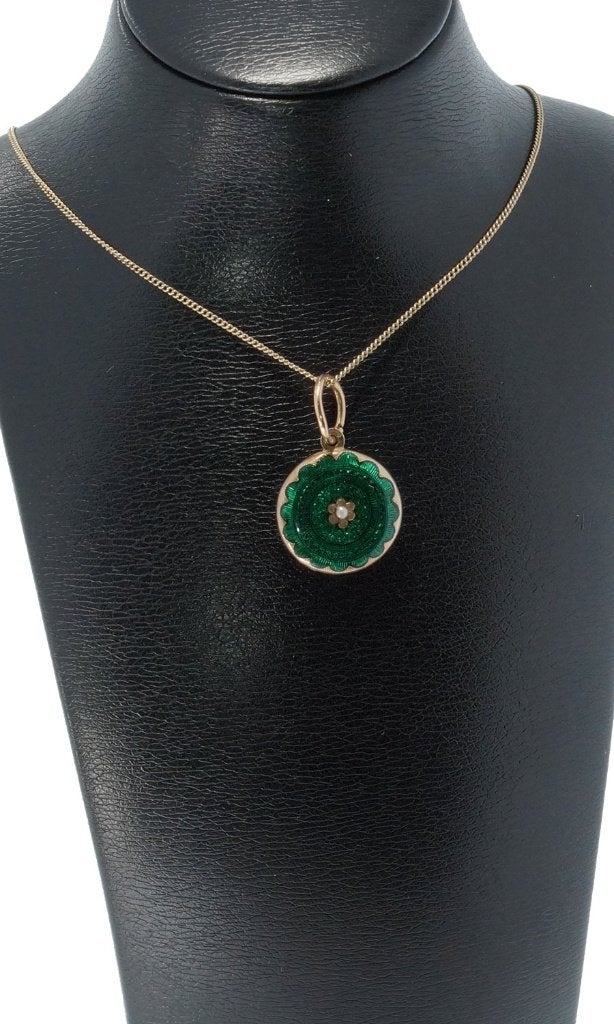 Foto medaillon 14k gouden antieke ketting hanger vintage, Ophalen of Verzenden, Goud, Hanger, Met edelsteen