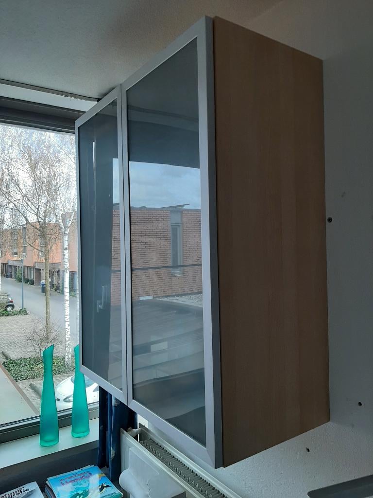 Boven kast Ikea Vättern Berken fineer, Huis en Inrichting, Ophalen, Glas, 50 tot 100 cm, Minder dan 100 cm