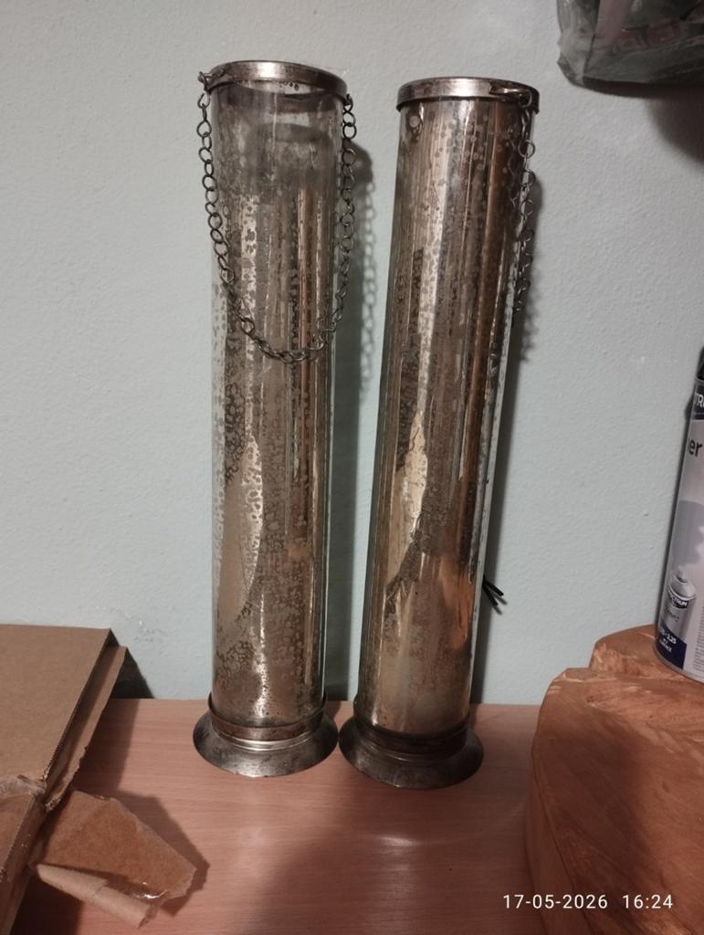 2 armeluis zilveren waxinelichthouders, Ophalen of Verzenden, Minder dan 25 cm