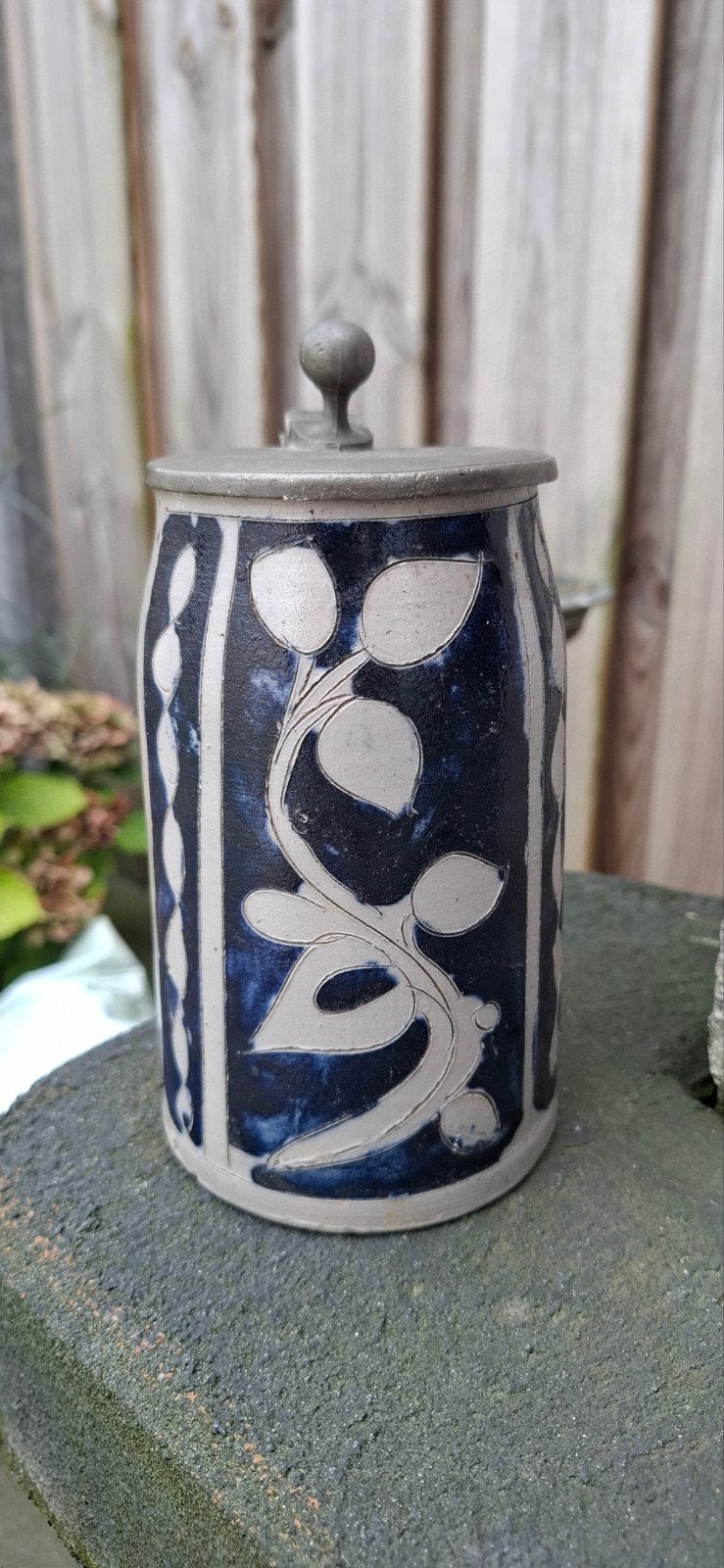 steengoed kan met tinnendeksel, Antiek en Kunst, Ophalen of Verzenden