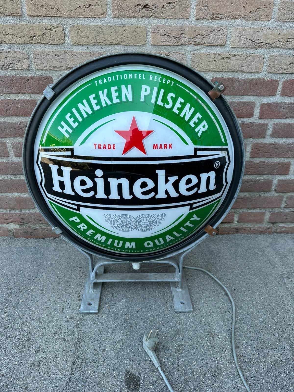 Heineken gevel lichtbak sign dubbelzijdig, Verzamelen, Biermerken, Ophalen, Zo goed als nieuw, Reclamebord, Plaat of Schild, Heineken