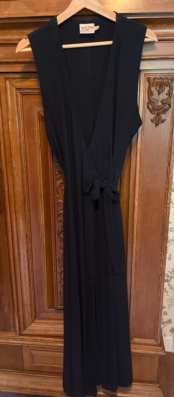 Zwarte mouwloze wikkeljurk van Part Two, maat 38, Kleding | Dames, Maat 38/40 (M), Blauw, Ophalen of Verzenden, Zo goed als nieuw