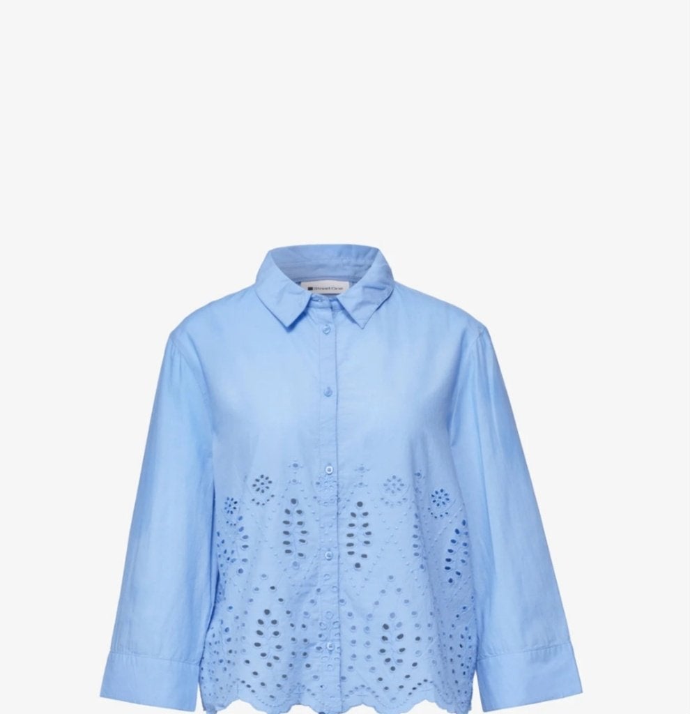 Mooie katoenen Dames Blouse Street One, Kleding | Dames, Blouses en Tunieken, Blauw, Ophalen of Verzenden, Zo goed als nieuw, Maat 46/48 (XL) of groter