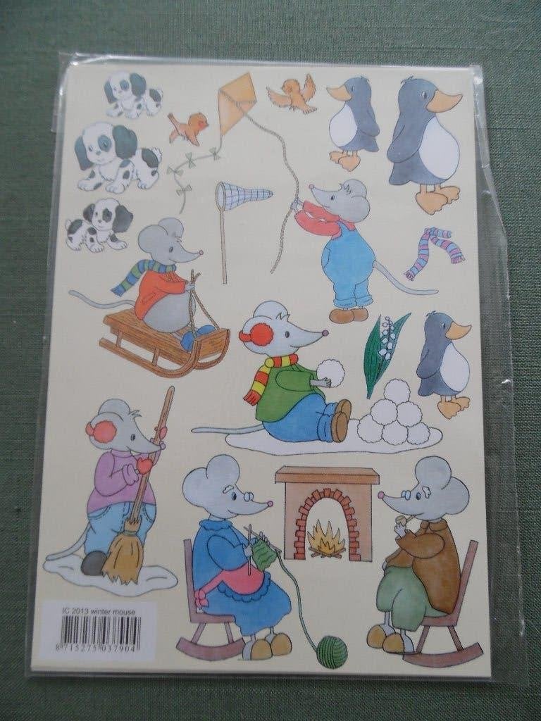 3D knipvellen wintermouse, 10? vel A5., Ophalen of Verzenden, Nieuw, Overige thema's, Knipvel