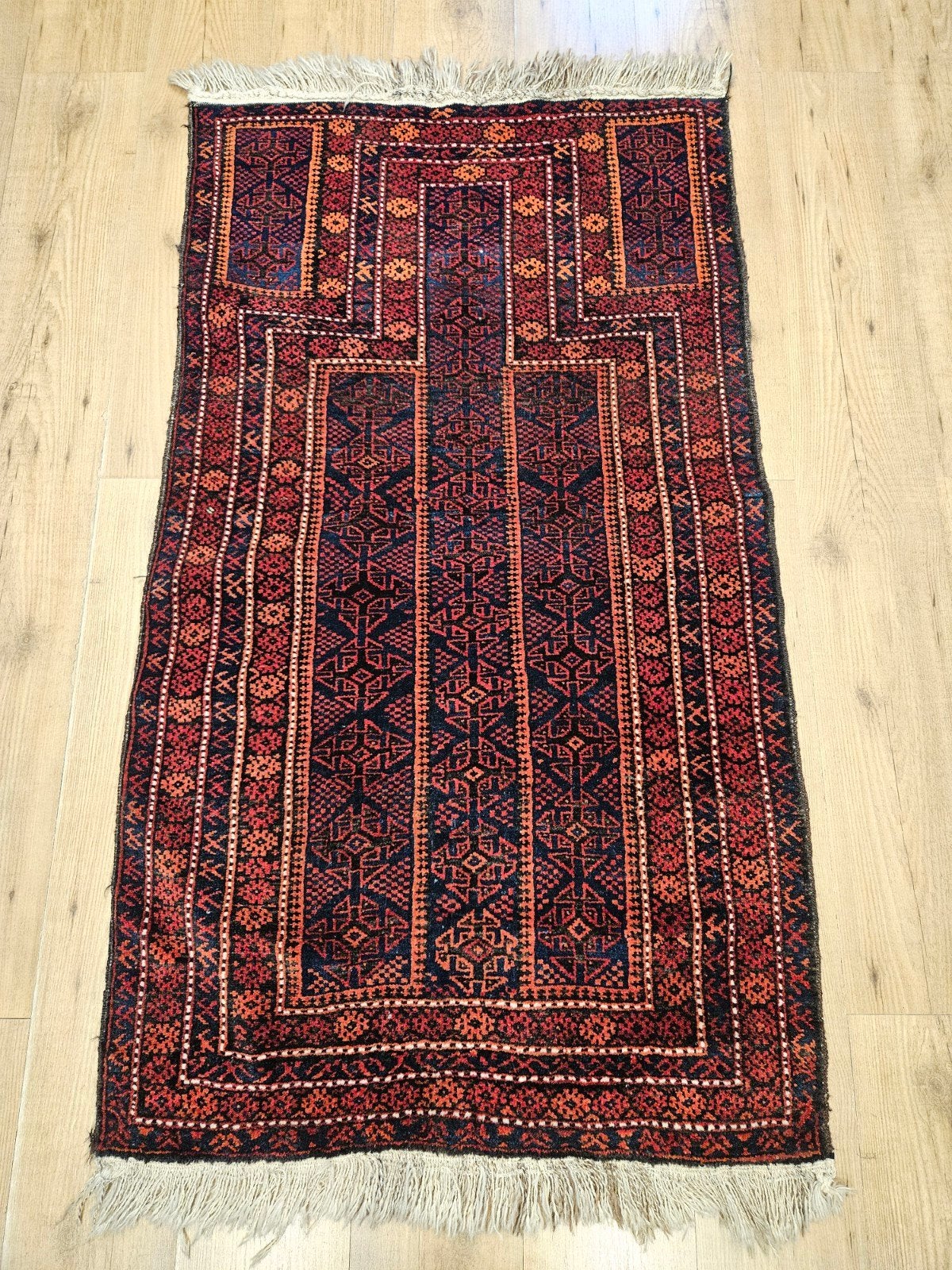 Vintage handgeknoopt perzisch tapijt beloutch 160x83, Info@SlatsAntiek.nl, Tweedehands, Perzisch, 150 tot 200 cm