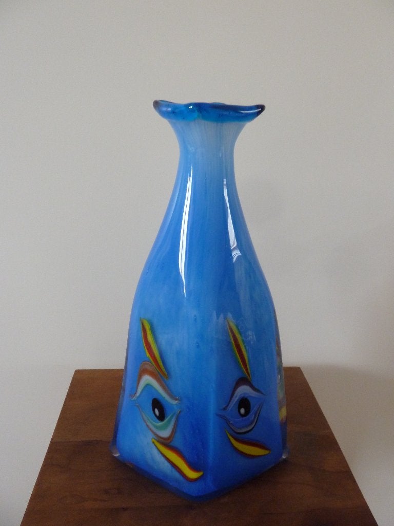 Glazen vaas blauw, Ophalen, Blauw, Glas