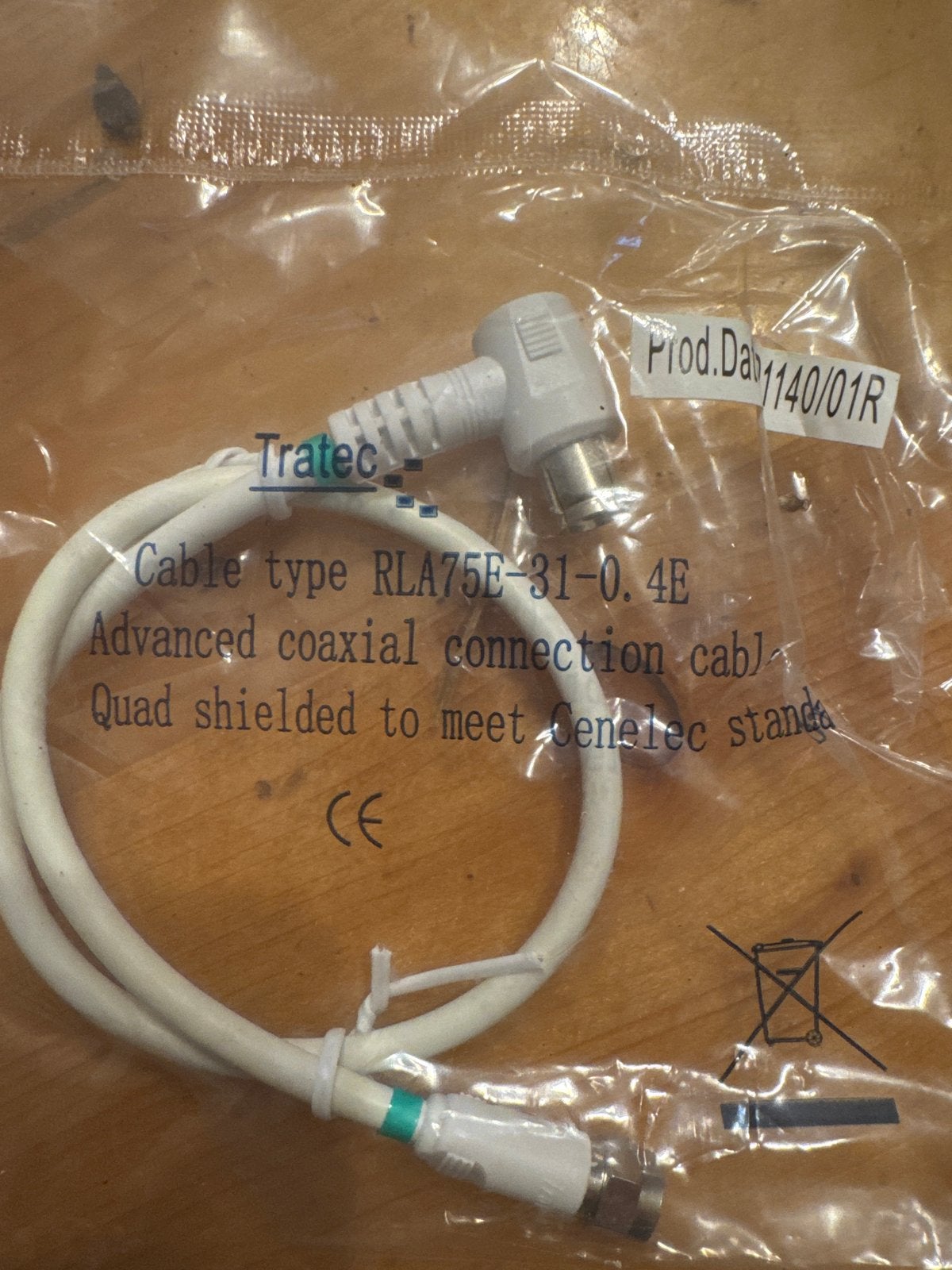 Tratec RLA75E-31-0.4E Coaxkabel - Nieuw in verpakking, Ophalen of Verzenden, Nieuw, Minder dan 2 meter, Coaxiale kabel