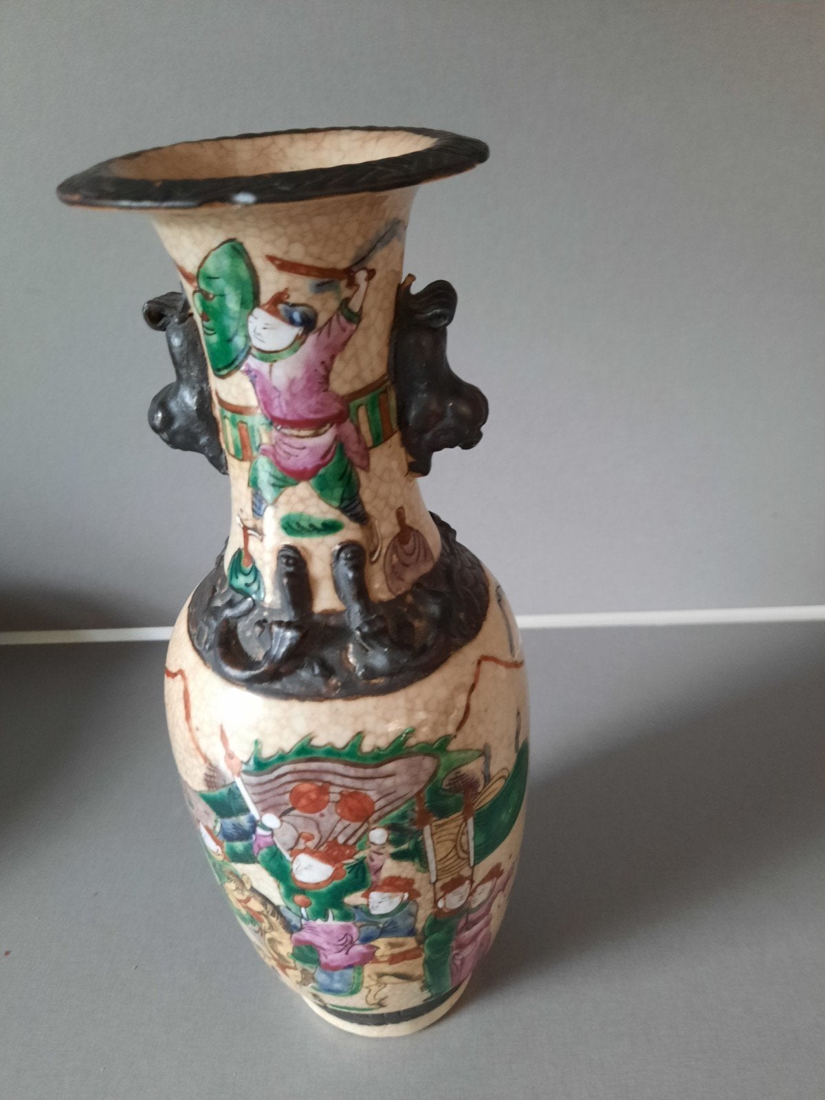 Antieke Chinese Nankin/Nanjin Vaas - Rijk Gedecoreerd 30cm, Ophalen of Verzenden