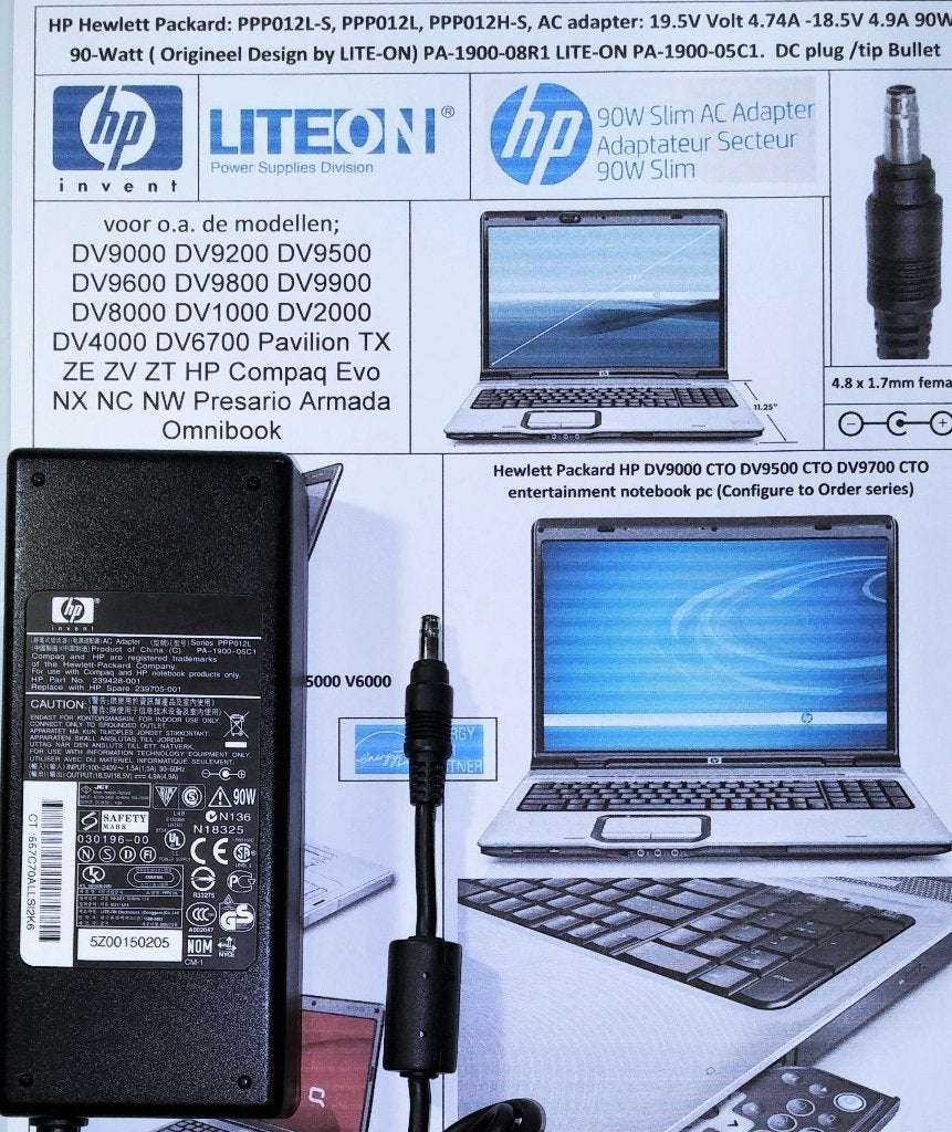 HP PA-1900-05C1 18.5V 19V 4.74A 90W Adapter DV9000 oplader, Ophalen of Verzenden, Zo goed als nieuw, Hewlett Packard HP