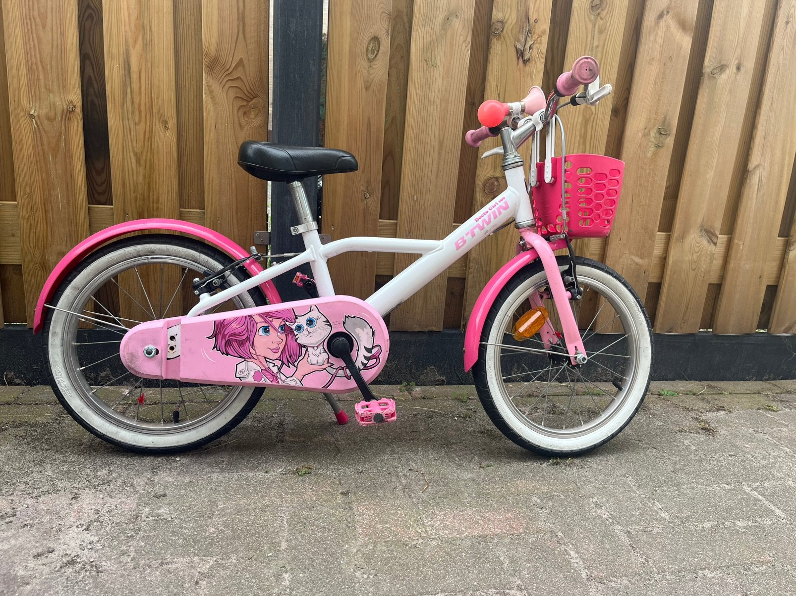 Meisjes fiets roze, Fietsen en Brommers, Fietsen | Meisjes, Gebruikt, Velgrem, Ophalen of Verzenden, Handrem