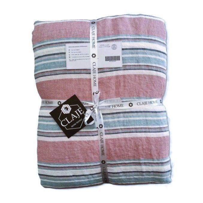 100% linnen dekbedovertrek 240x220 met slopen Stripes, Huis en Inrichting, Slaapkamer | Beddengoed, Dekbedovertrek, Ophalen of Verzenden