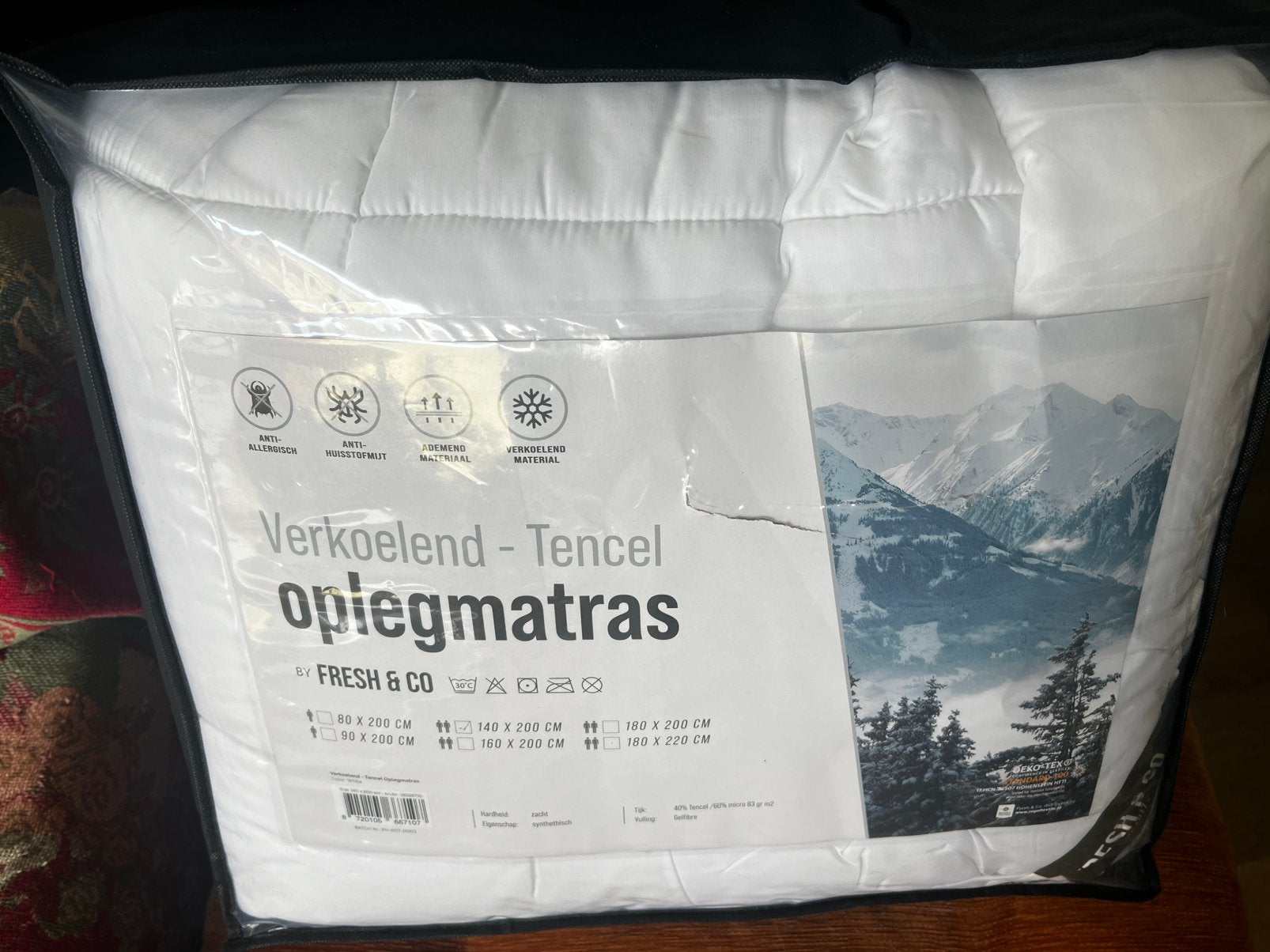 Verkoelend Tencel oplegmatras, Ophalen of Verzenden, Nieuw, Eenpersoons, Deken of Dekbed