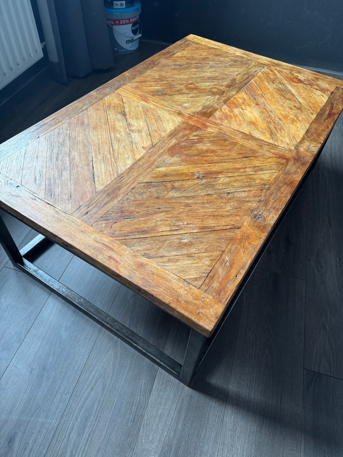 Industriële salontafel 70x110cm, Ophalen, Gebruikt, 100 tot 150 cm, 50 tot 100 cm