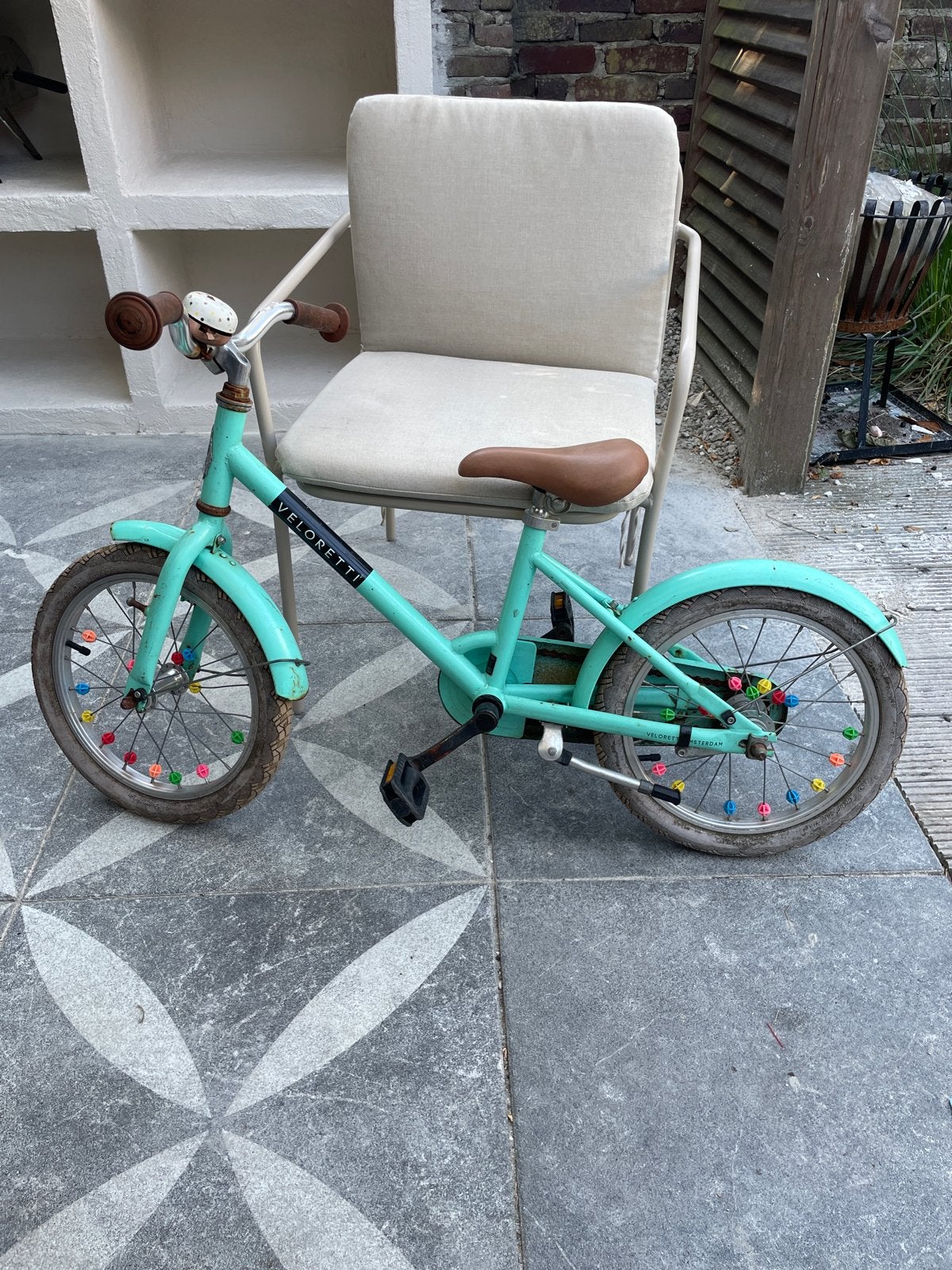 Veloretti kinderfiets - Mintgroen, 16 inch, Ophalen of Verzenden, Gebruikt, Terugtraprem, 16 tot 20 inch