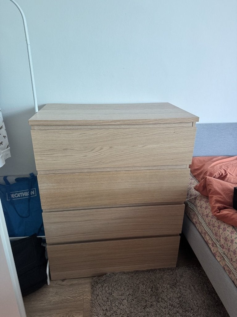Ladekast eikenlook met 4 laden - 81 x 48 x 101 cm, Ophalen, Gebruikt, 100 tot 150 cm, 50 tot 100 cm