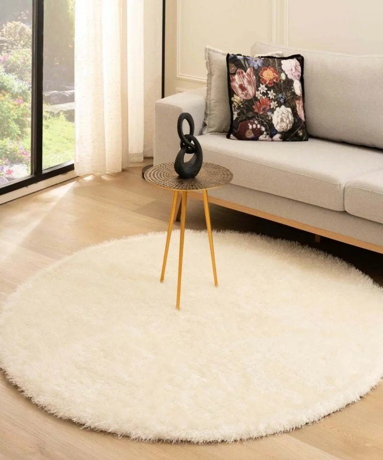 Rond hoogpolig vloerkleed – wit 280 nieuw, Wit, Rond, Ophalen of Verzenden, 200 cm of meer