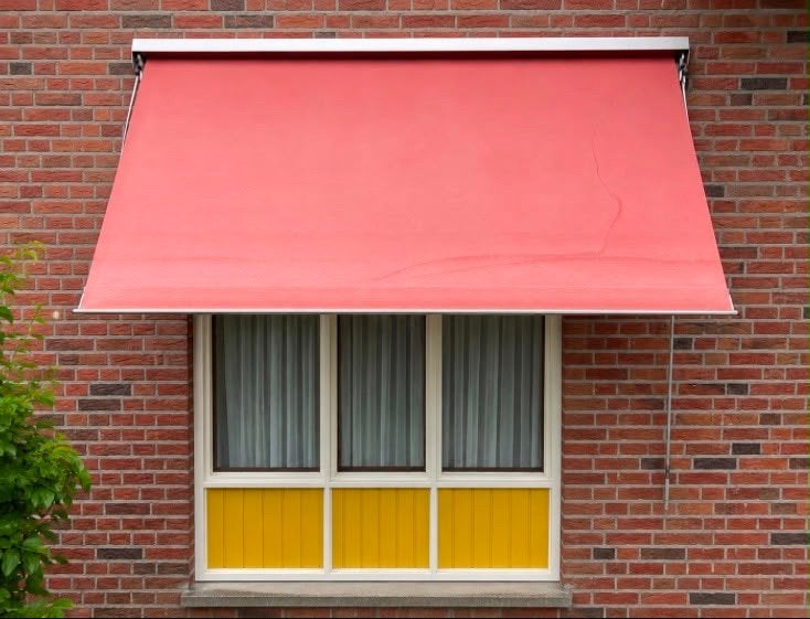 Nette rode zonwering/uitvalscherm 3,25m breed, Tuin en Terras, Zonneschermen, Ophalen, Zo goed als nieuw, 250 cm tot 450 cm, Uitvalscherm