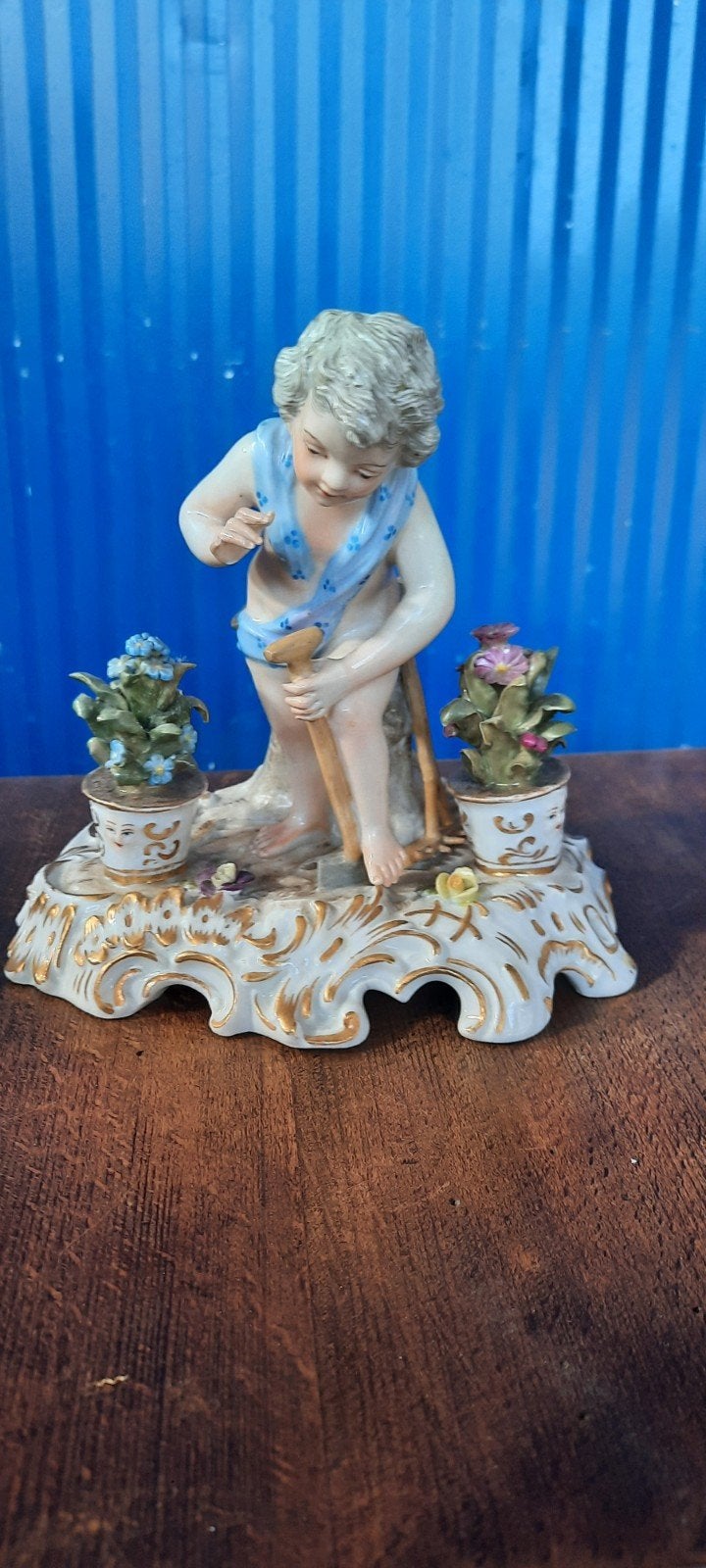 Antiek Porseleinen Beeldje Cupido . Meissen ?!, Ophalen of Verzenden