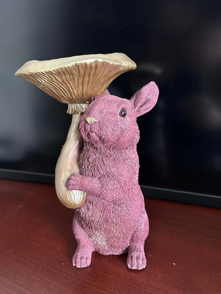 Schattig konijnenbeeldje met paddenstoel, Ophalen of Verzenden, Zo goed als nieuw