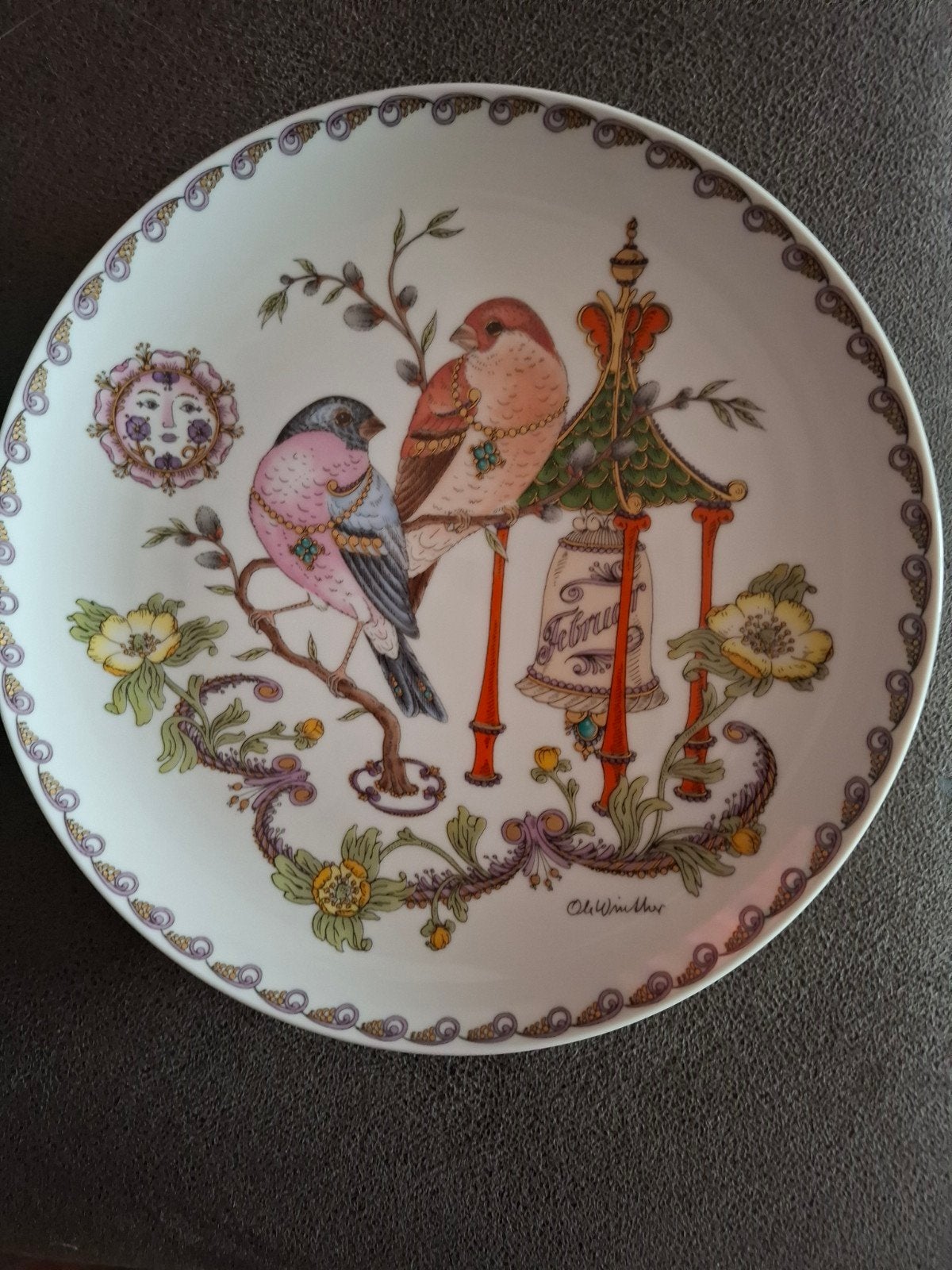 Hutschenreuther wandbord "Februar" - puntgaaf, Ophalen of Verzenden