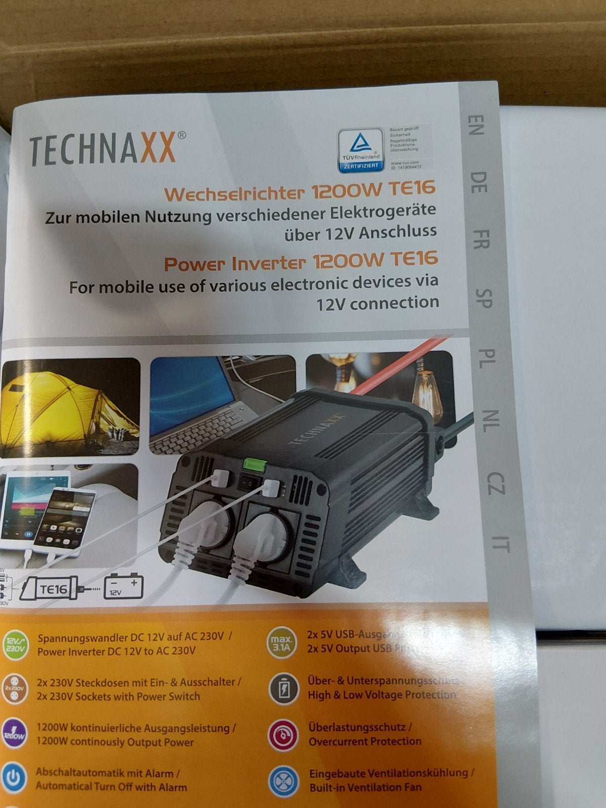 Foto 2 van Technaxx Power Inverter 1200W TE16 - Mobiele Stroom