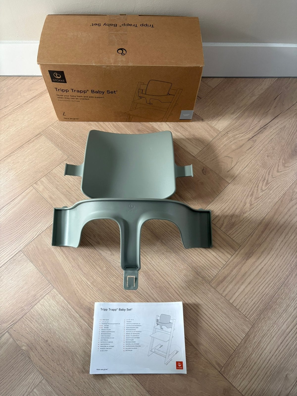 100% origineel! Stokke Tripp Trapp Babyset Glacier Green, Kinderen en Baby's, Kinderstoelen, Meegroeistoel, Stokke, Stokke, Ophalen of Verzenden