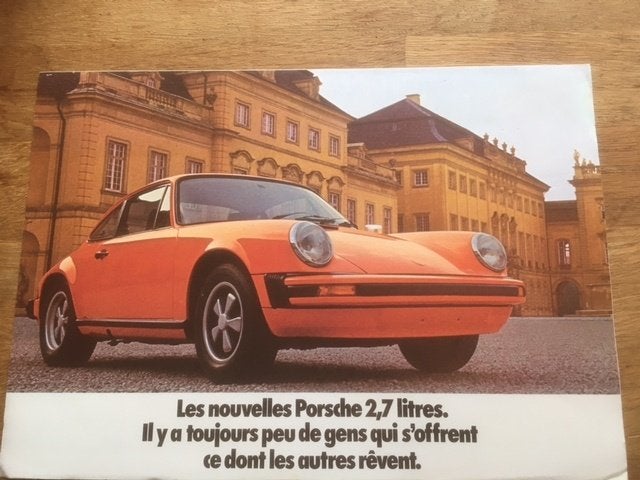 Originele Porsche 911 2.7 liter brochure (1974)  Frans, Porsche AG, Ophalen of Verzenden, Zo goed als nieuw, Porsche