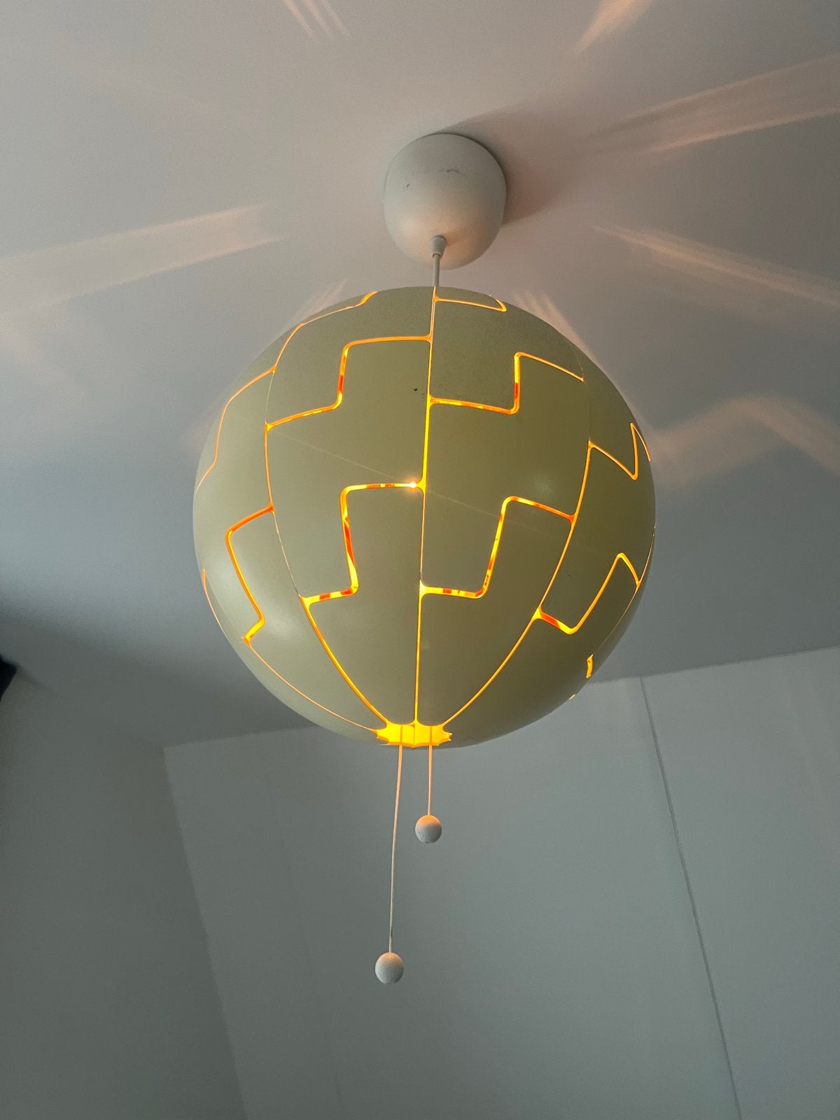 IKEA PS 2014 Hanglamp - Wit/Oranje, Verstelbaar, Ophalen of Verzenden, Gebruikt, Kunststof, E27 (groot)