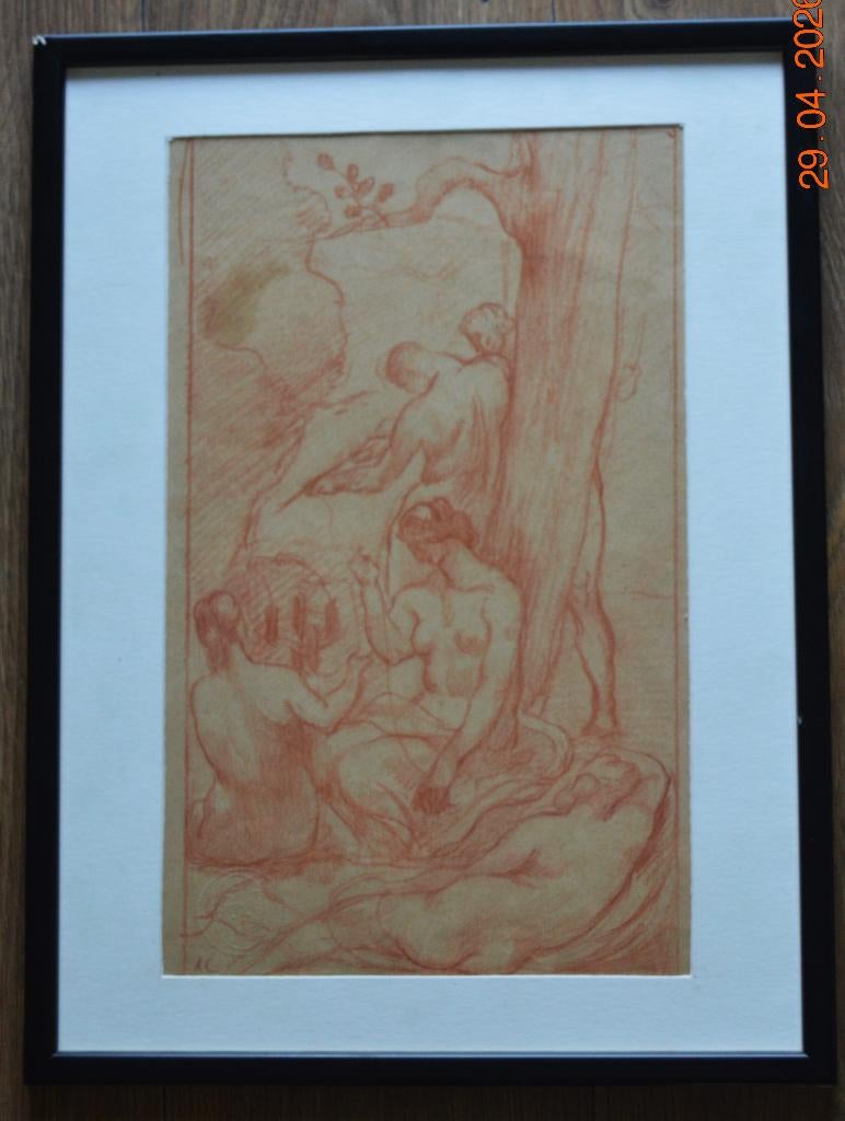 Albert Ciamberlani (1864-1956) Krijt tekening. "Naakt", Ophalen