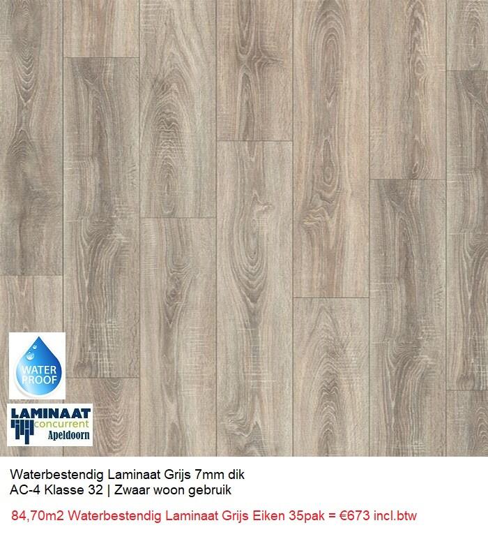 84,70m2 Waterbestendig Laminaat Grijs Eiken 35pak = €673, 75 m² of meer, Nieuw, Ophalen of Verzenden, Waterbestendig laminaat grijs eiken kleur