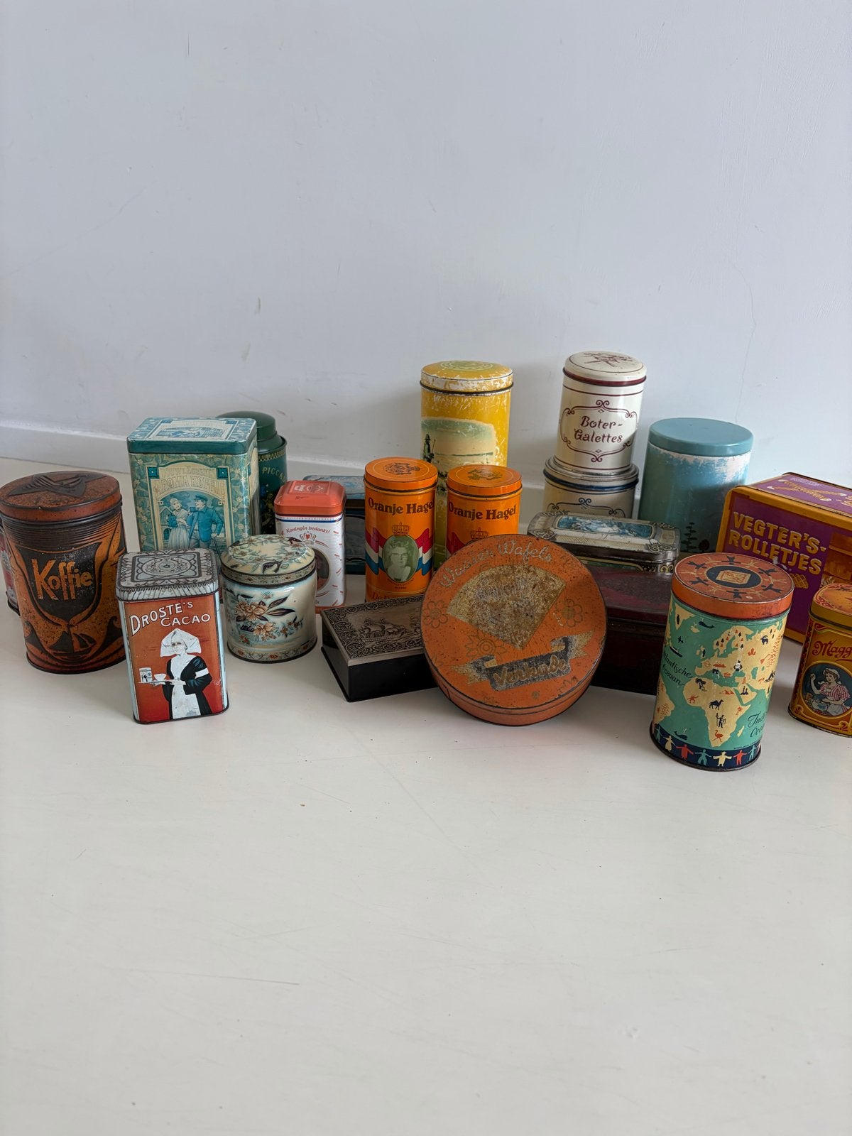 Collectie originele vintage blikken van bekende merken, Ophalen of Verzenden, Gebruikt, Koffie, Verkade