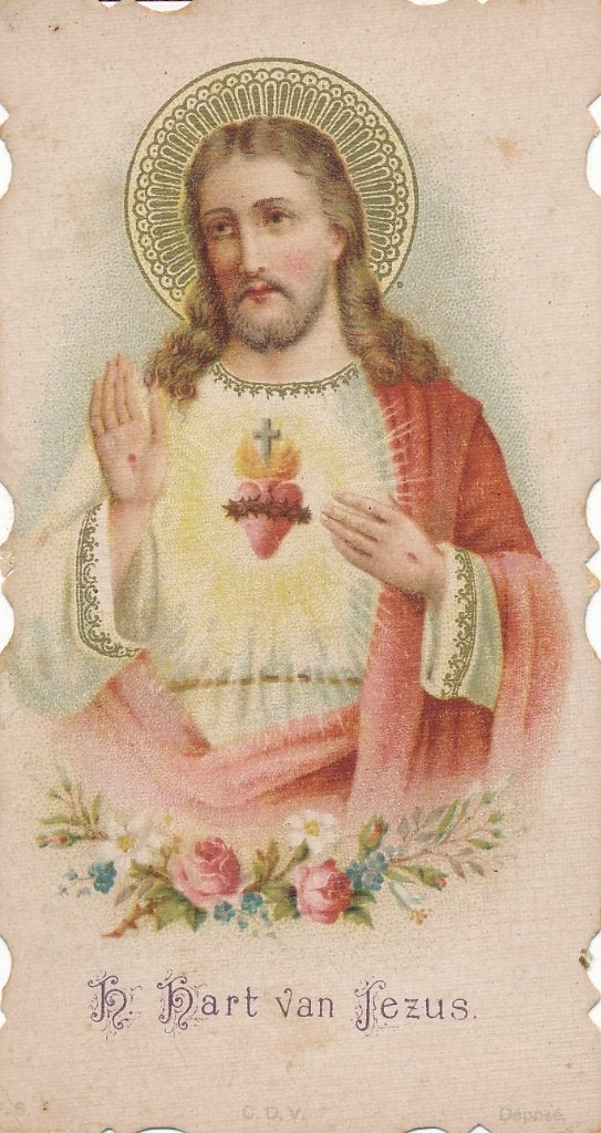 7 Oude devotieprentjes van het Heilig Hart  van Jezus, Ophalen of Verzenden, Zo goed als nieuw, Kaart of Prent, Christendom | Katholiek