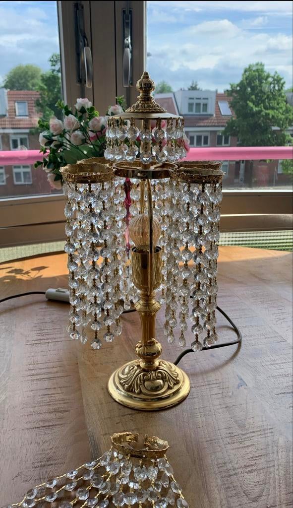 Vintage Kristallen Tafellamp - Hollywood Regency Stijl, Ophalen, Kristal