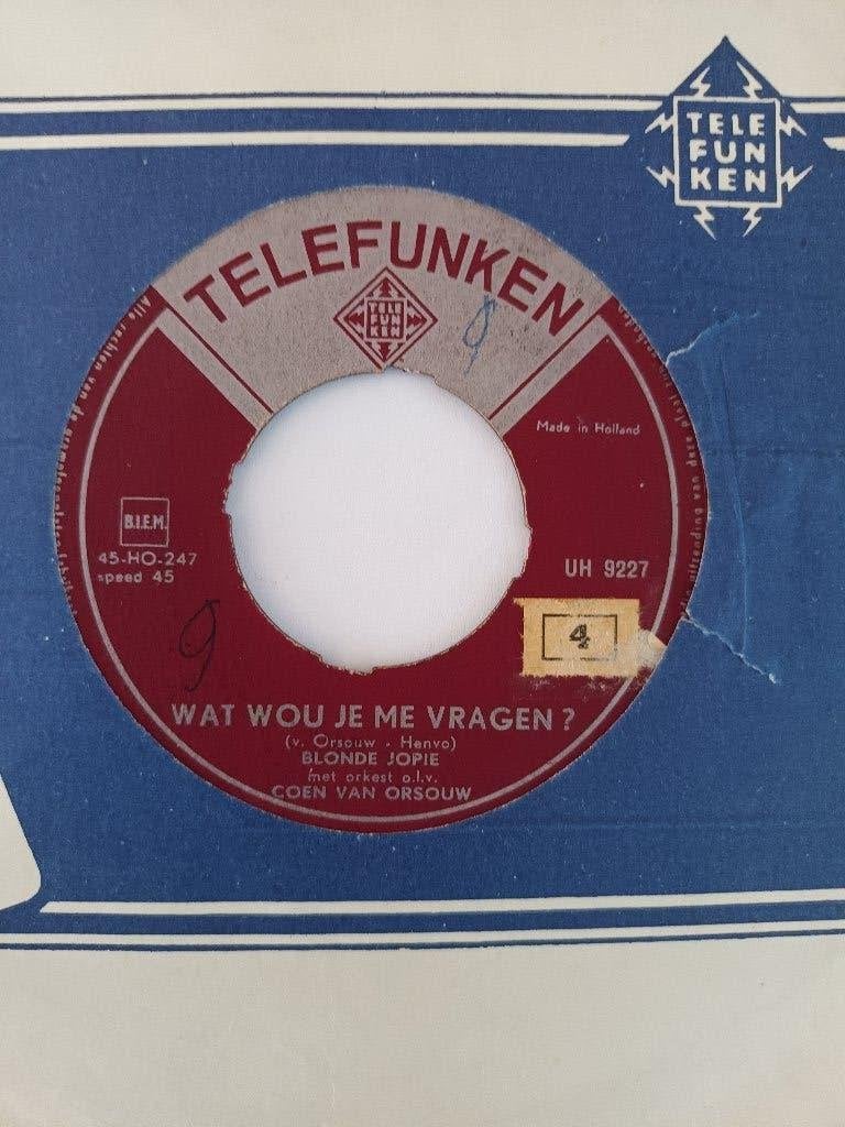 Blonde Jopie - Wat Wou Je Me Vragen  (Telefunken UH 9227), Cd's en Dvd's, Originele persing, 7 inch, Ophalen of Verzenden, Zo goed als nieuw