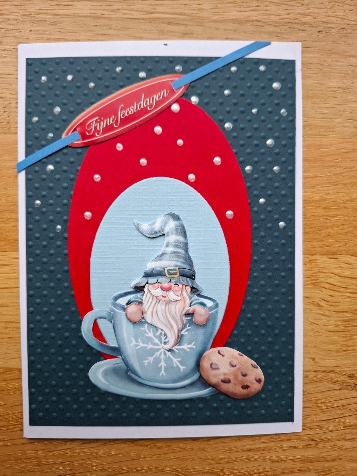 Zelfgemaakte kerstkaart met gnoom, Ophalen of Verzenden, Nieuw, Kerst