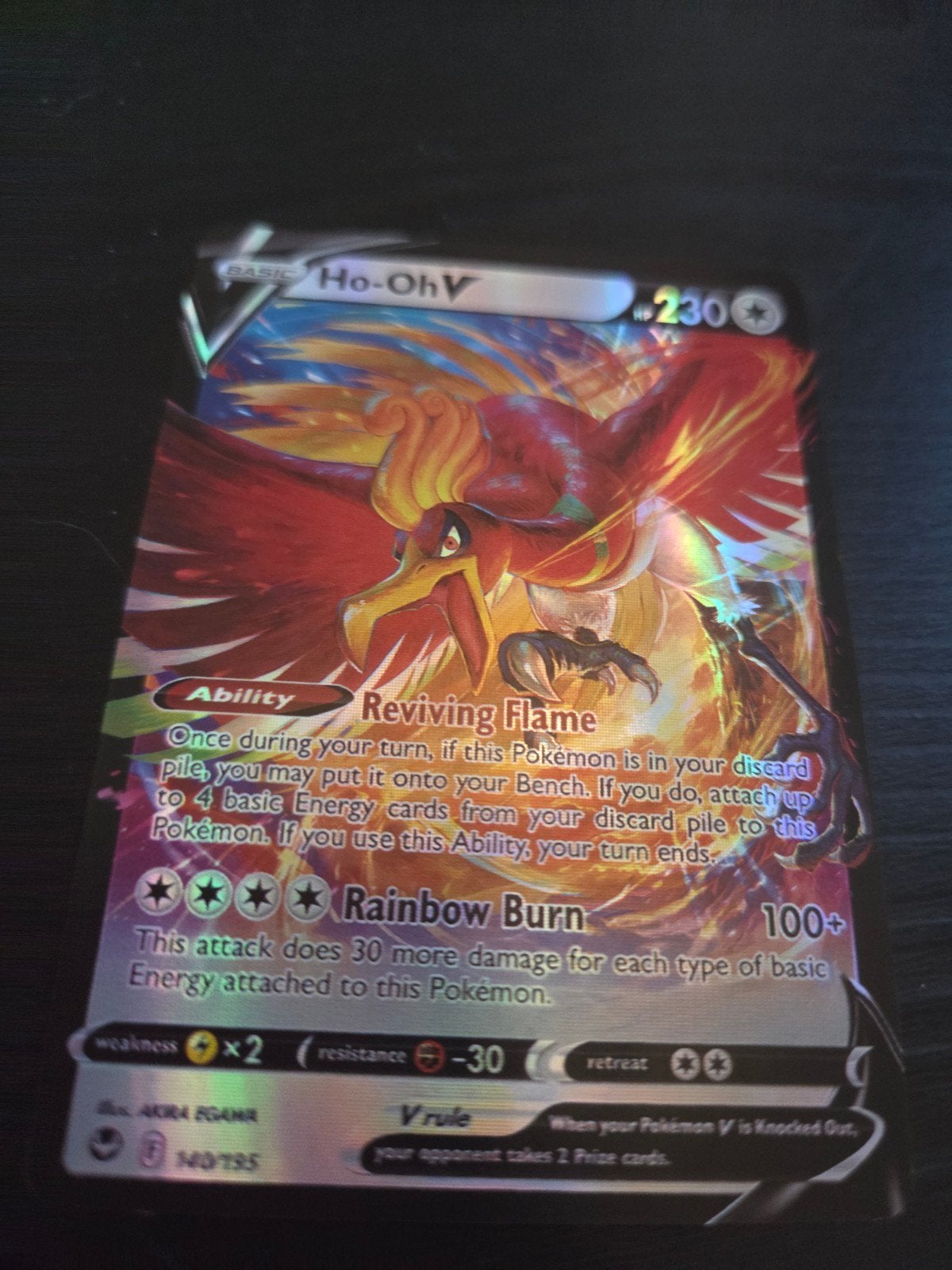 Ho-Oh V Pokémon Kaart 140/195 - Reviving Flame, Verzenden