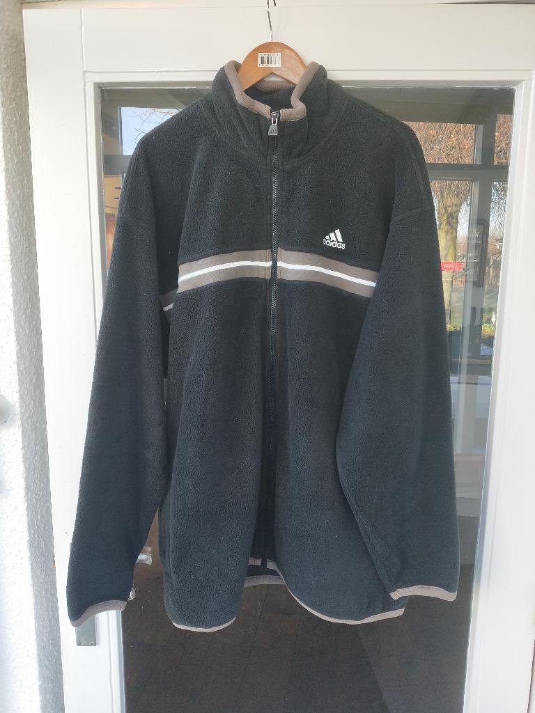 Fleecejack met rits - vest - jas - merk Adidas - vintage-XL, Kleding | Heren, Truien en Vesten, Zwart, Maat 56/58 (XL), Ophalen of Verzenden