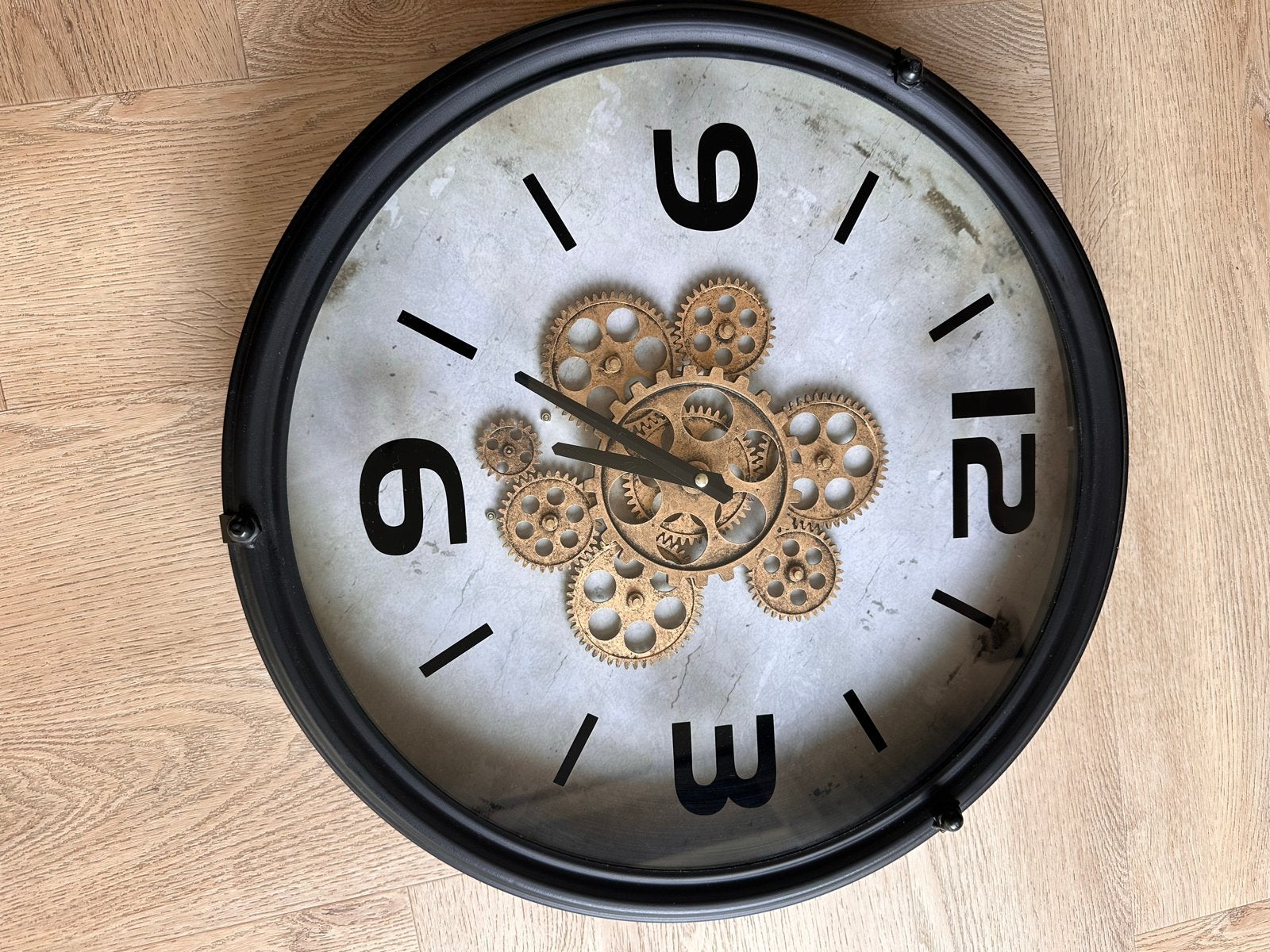 Grote Wandklok met Zichtbaar Uurwerk, Ophalen, Analoog, Werkt op batterijen, Wandklok