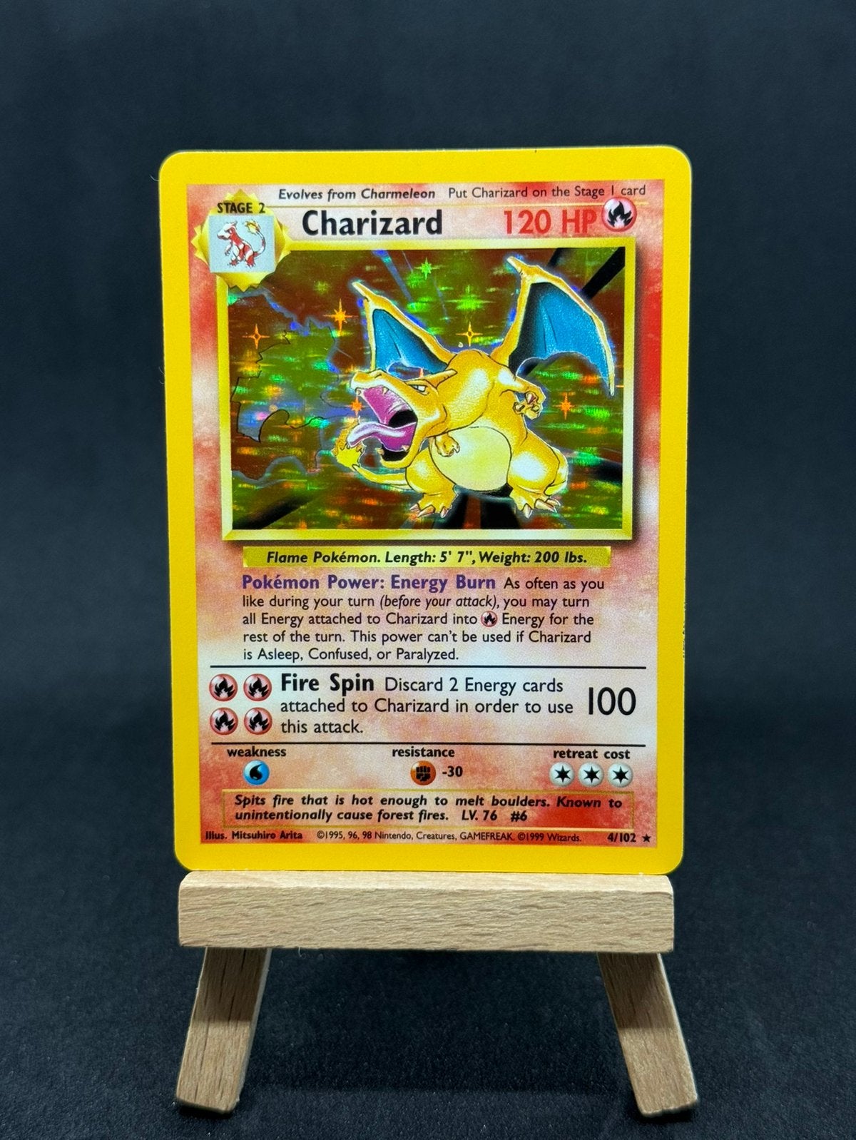 Pokémon Charizard Holo 4/102 Base Set Unlimited (1999), Ophalen of Verzenden, Zo goed als nieuw