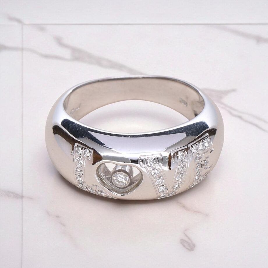Chopard Ring – Model LOVE with Diamonds – 18K White Gold, Ophalen of Verzenden, Zo goed als nieuw, Info@kleenedelmetalen.nl, 17 tot 18