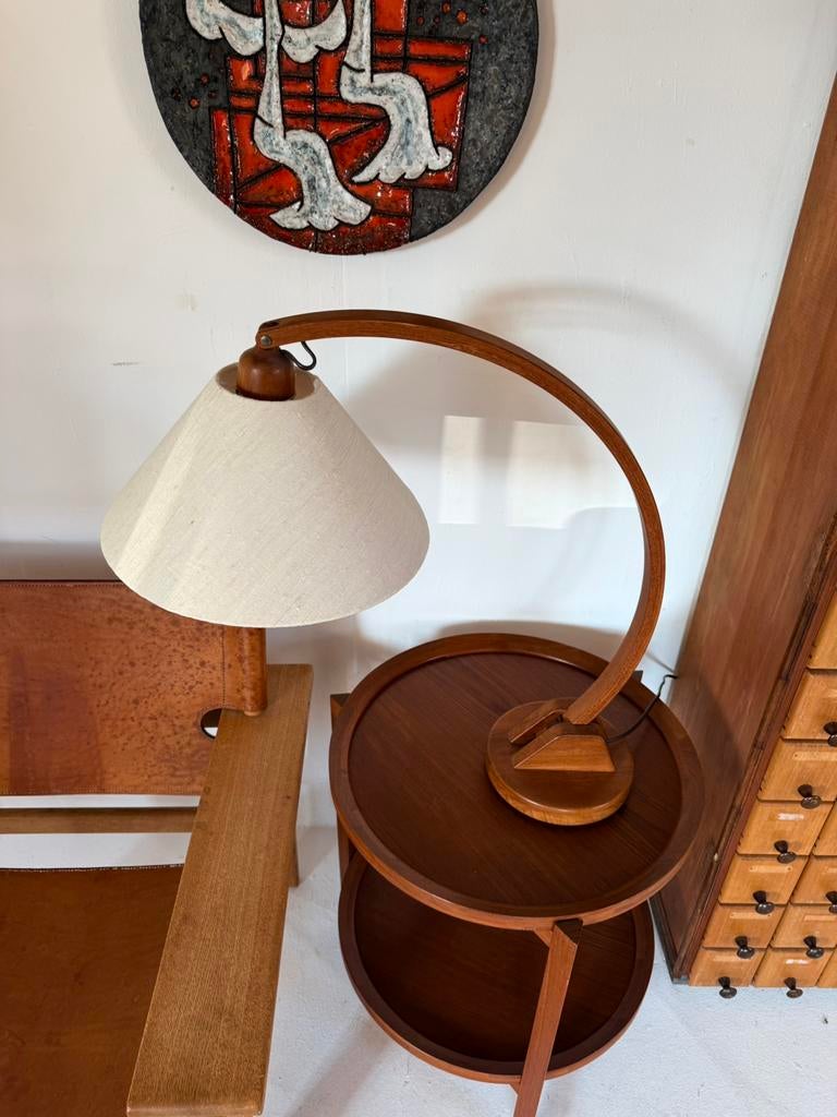 Vintage teakhouten ‘Archea’ tafellamp, Domus ‘70, Ophalen of Verzenden, Zo goed als nieuw, Hout