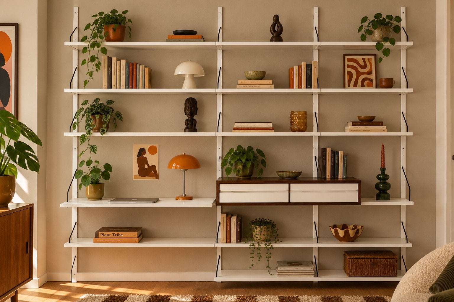 Mid Century vintage wandsysteem Deens design Poul Cadovius, Huis en Inrichting, Kasten | Wandmeubels, Ophalen, Gebruikt, 200 cm of meer